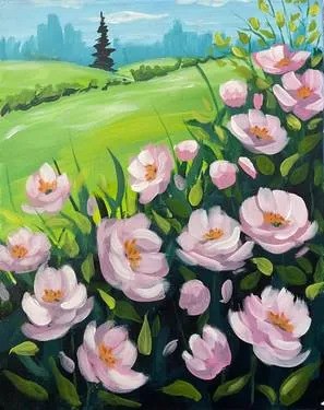 Pink-blooms-green-fields